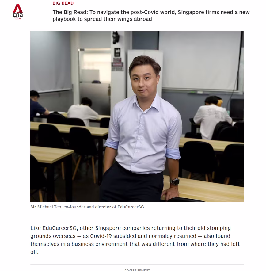 CNA Today's The Big Read feature on EduCareerSG, with Mr Michael Teo, co-founder and director